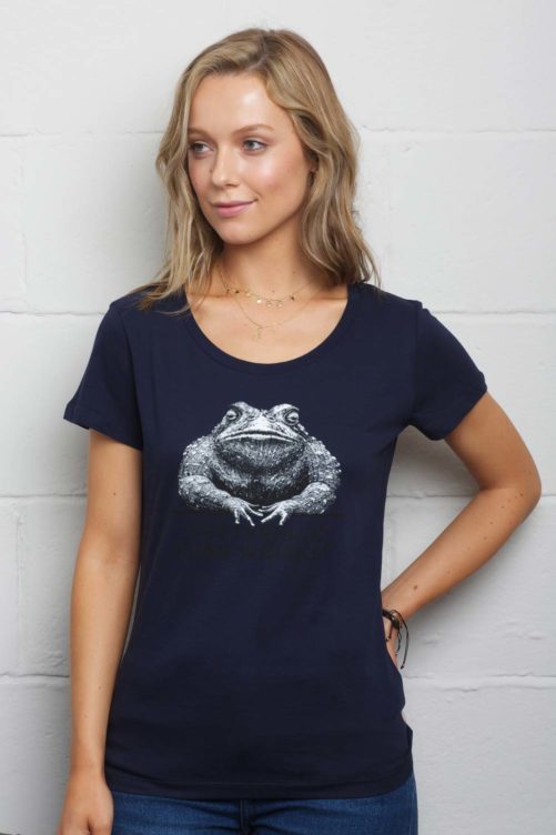 Woman-Standing-Wearing-Blue-Natterjack-Whiskey-Tshirt
